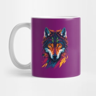 Colorful Face Wolf Mug